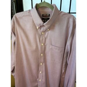 Kirkland Signature Mens Dress Shirt 17 1/2-36/37 Traditional Fit Plaid